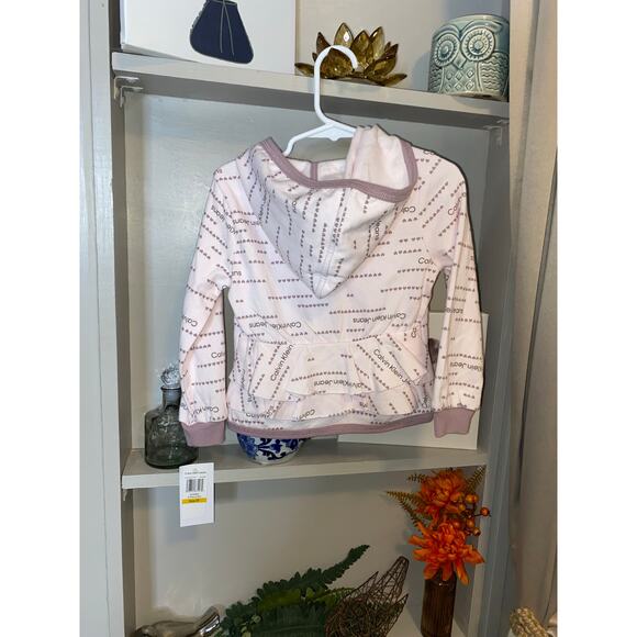 NWT Calvin Klein Jeans Pink Purple Logo Girls 3T Long Sleeve Front Zip Hoodie - Picture 3 of 10